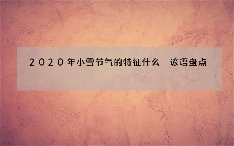 2020年小雪节气的特征什么 谚语盘点